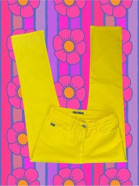 Miss Sixty Bright Yellow Flared Cropped Pants